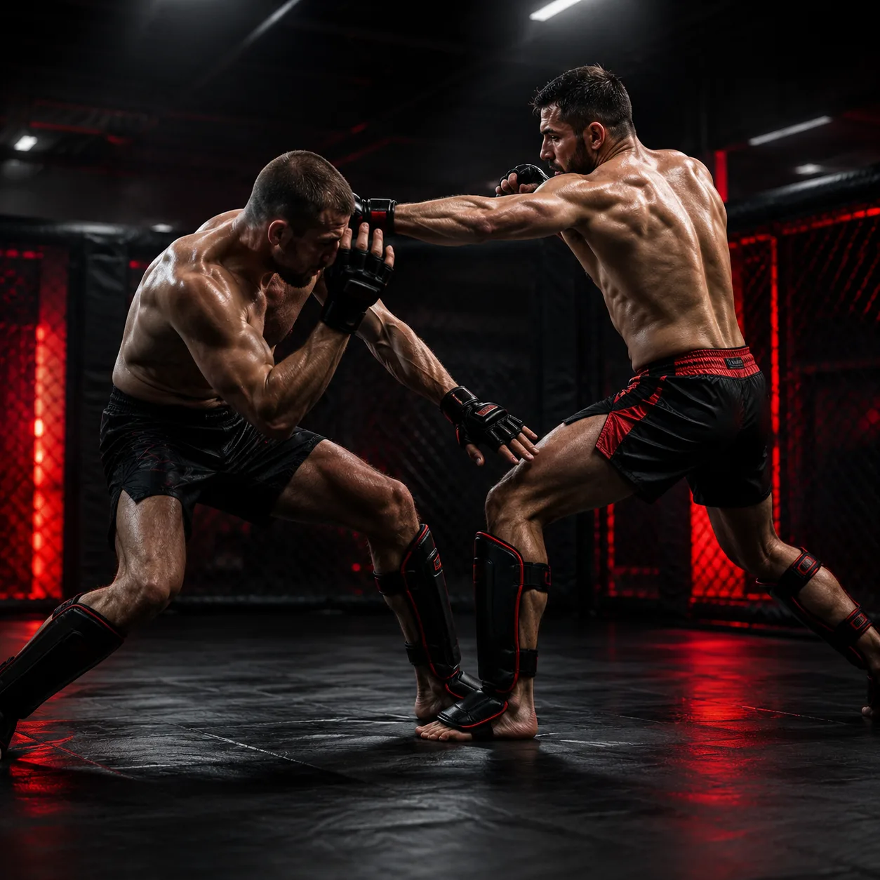 Entrenamiento de MMA dentro de la jaula